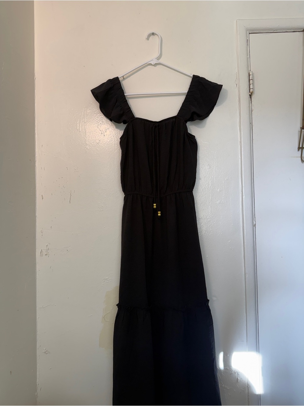 Speed Limit MPH Black Ruffle Midi Dress Cottagecore Boho Tiered Summer M